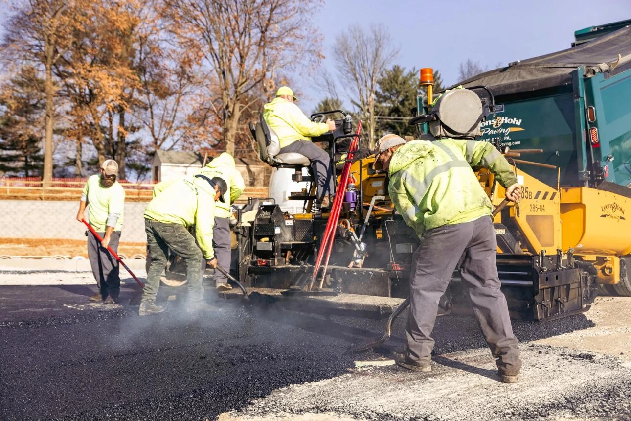 Ridgeline Paving crew working on an asphalt project