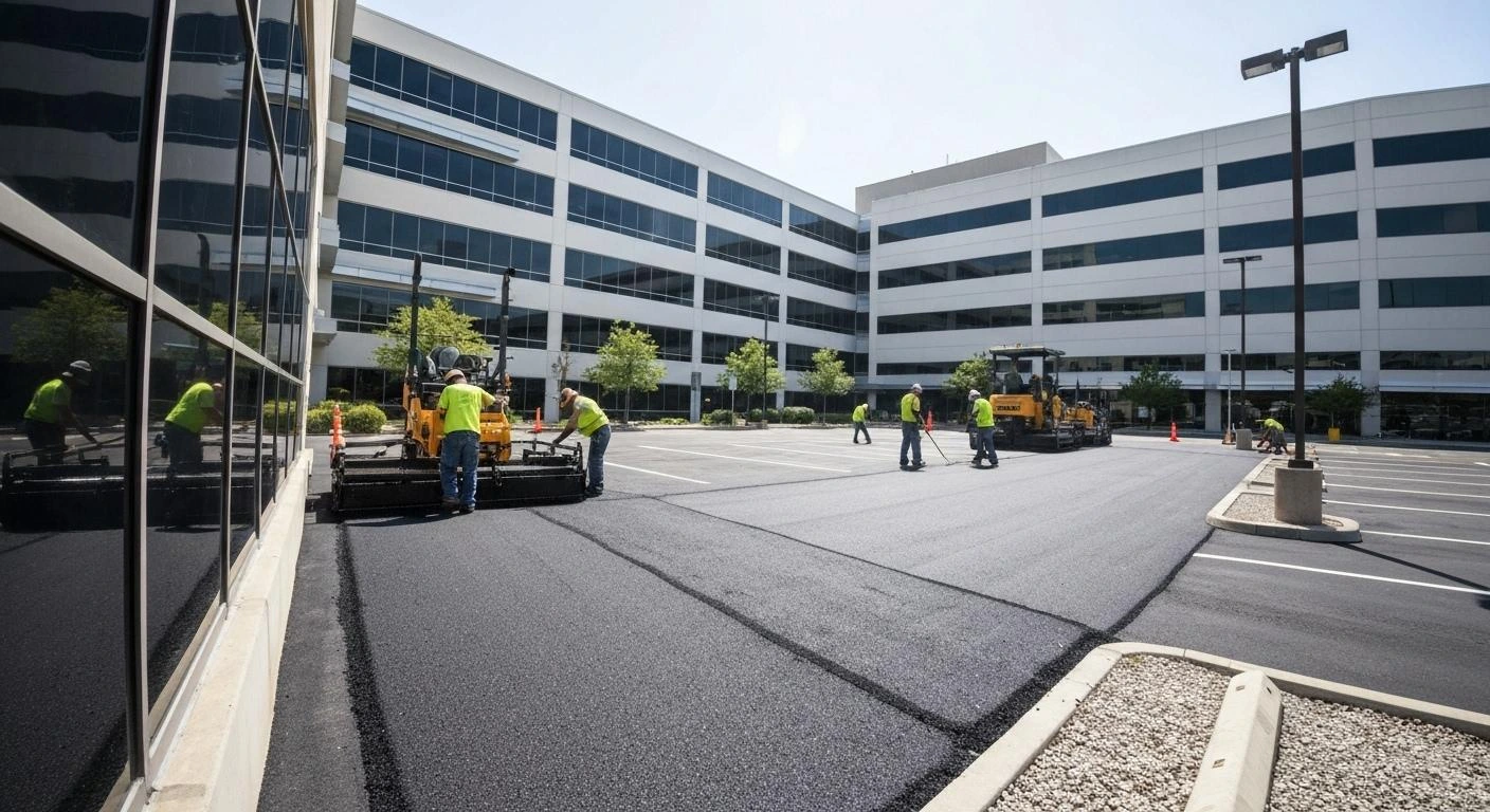 Commercial asphalt parking lot