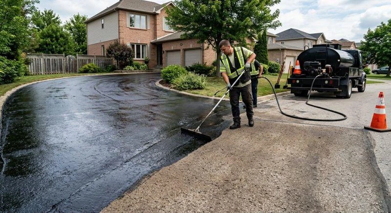 Sealcoated asphalt parking area